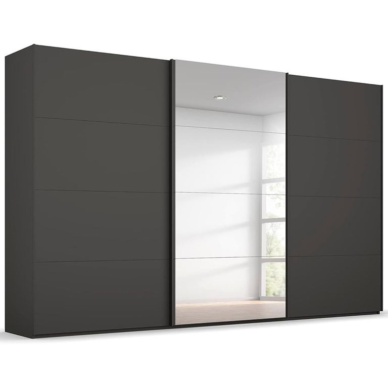 Beluga Extra Sliding Wardrobe - 406cm - 3 Door - Mirror - Graphite