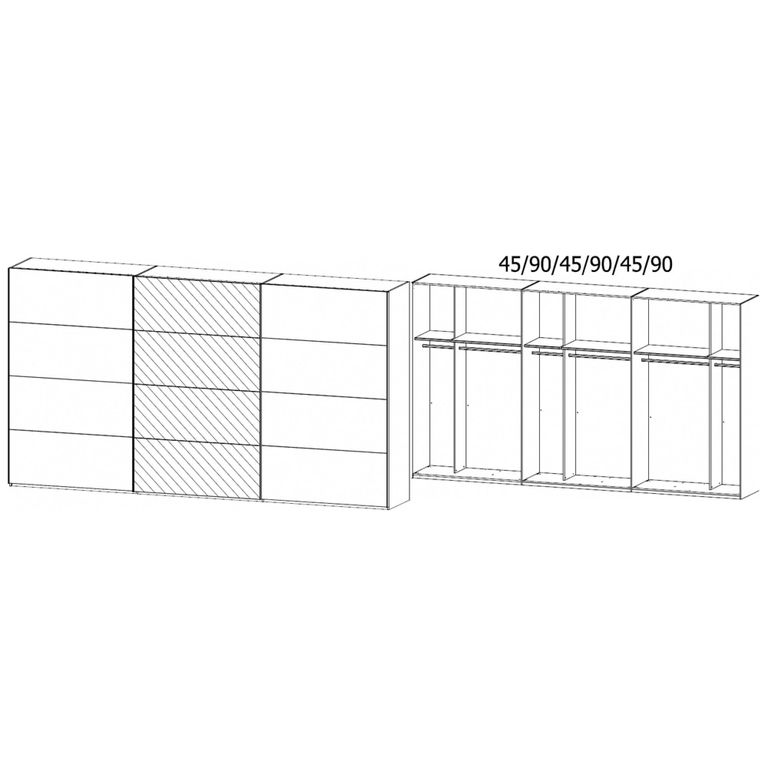 Beluga Extra Sliding Wardrobe - 406cm - 3 Door - Mirror - Silk Grey