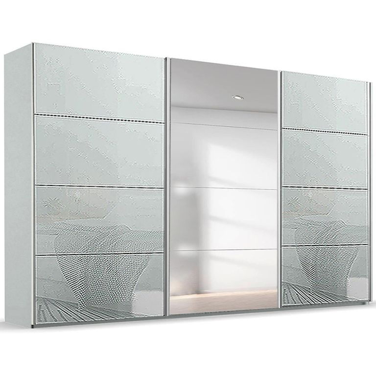 Beluga Extra Sliding Wardrobe - 406cm - 3 Door - Mirror - Silk Grey & Silk Grey Glass