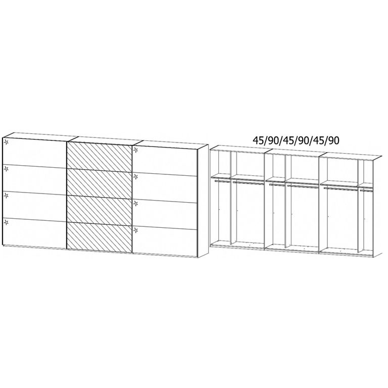 Beluga Extra Sliding Wardrobe - 406cm - 3 Door - Mirror - Silk Grey & White High Gloss