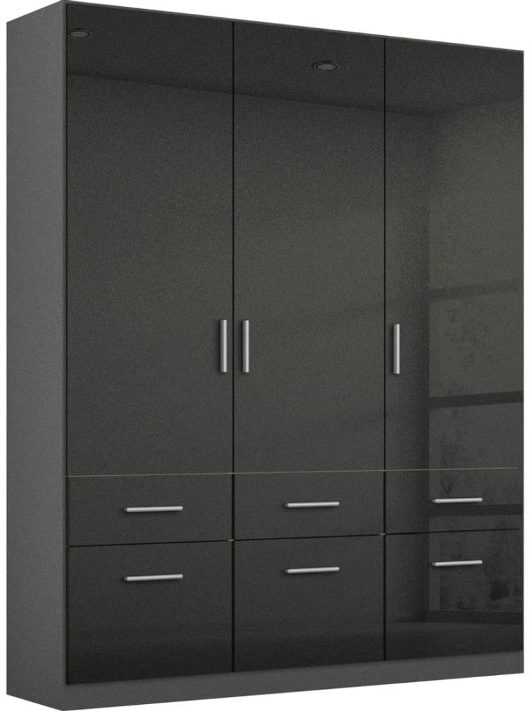 Rauch Celle 136cm 3 Door Black Wardrobe