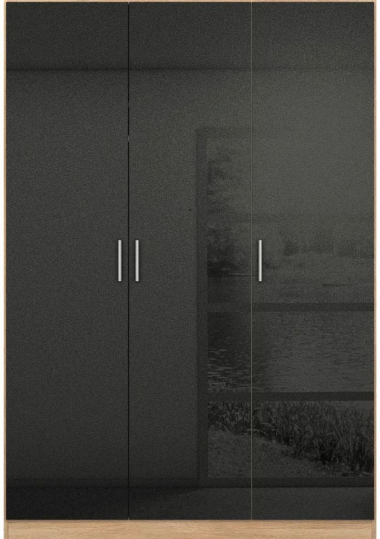 Rauch Celle 136cm 3 Door Black and Oak Wardrobe