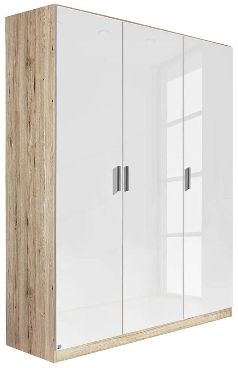 Rauch Celle 136cm Sonoma Oak and White Gloss 3 Door Wardrobe