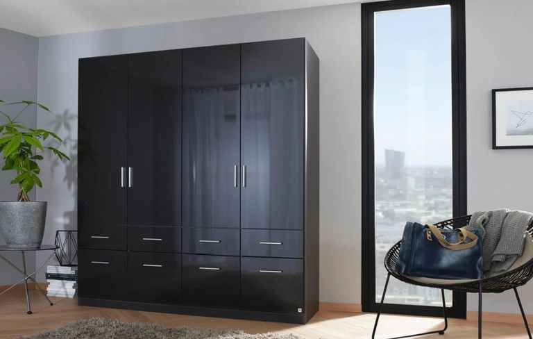 Rauch Celle 181cm 4 Door Black Wardrobe