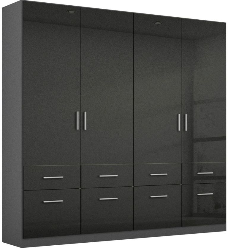 Rauch Celle 181cm 4 Door Black Wardrobe