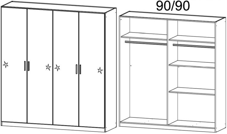 Rauch Celle 181cm White Gloss 4 Door Wardrobe
