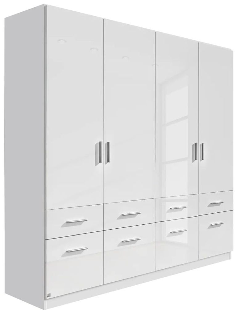Rauch Celle 181cm White Gloss 4 Door Wardrobe with Drawers