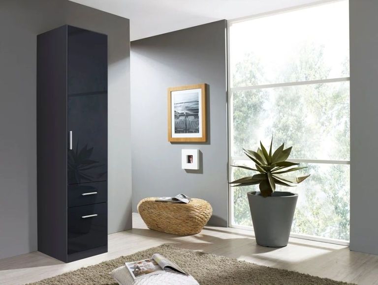 Rauch Celle 47cm Door Black Wardrobe - RH