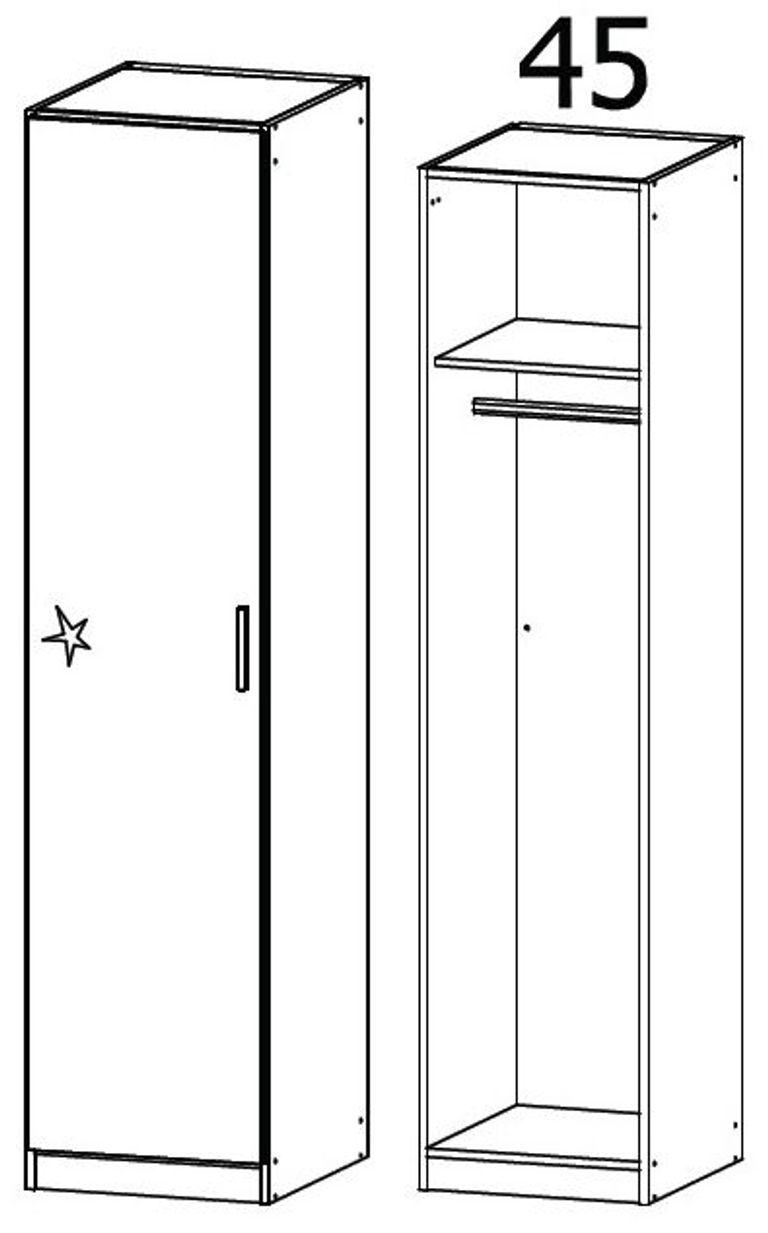 Rauch Celle 47cm Sonoma Oak and White Gloss Wardrobe - LH Door