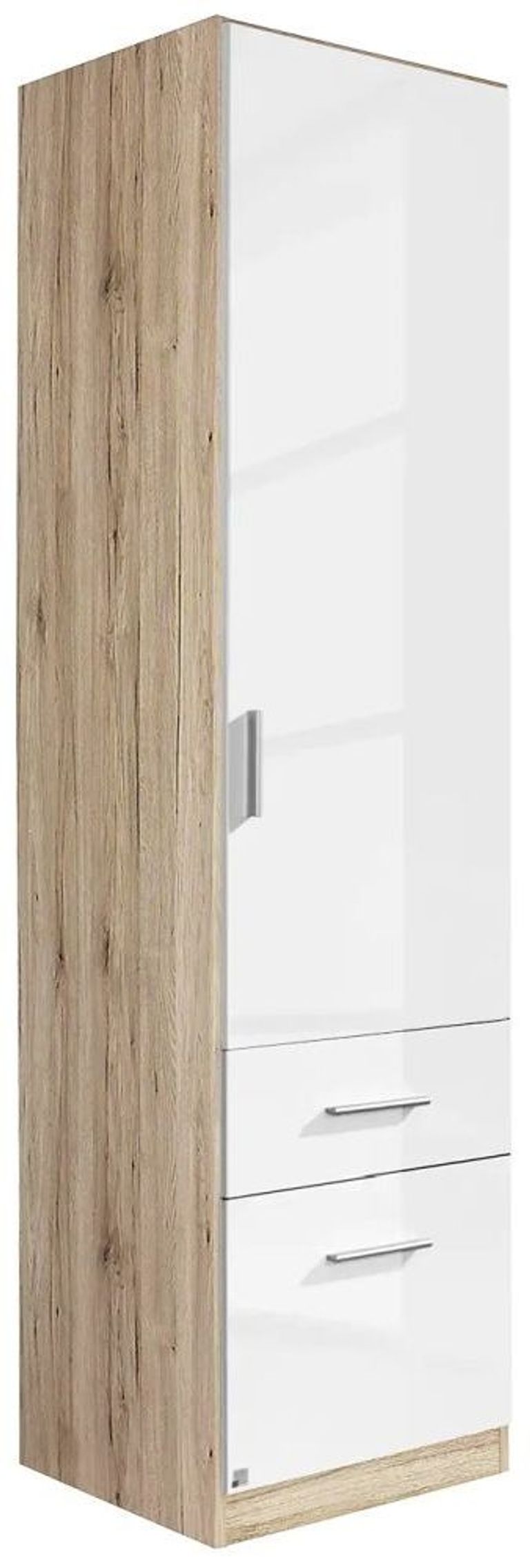 Rauch Celle 47cm Sonoma Oak and White Gloss Wardrobe with Drawers - RH Door