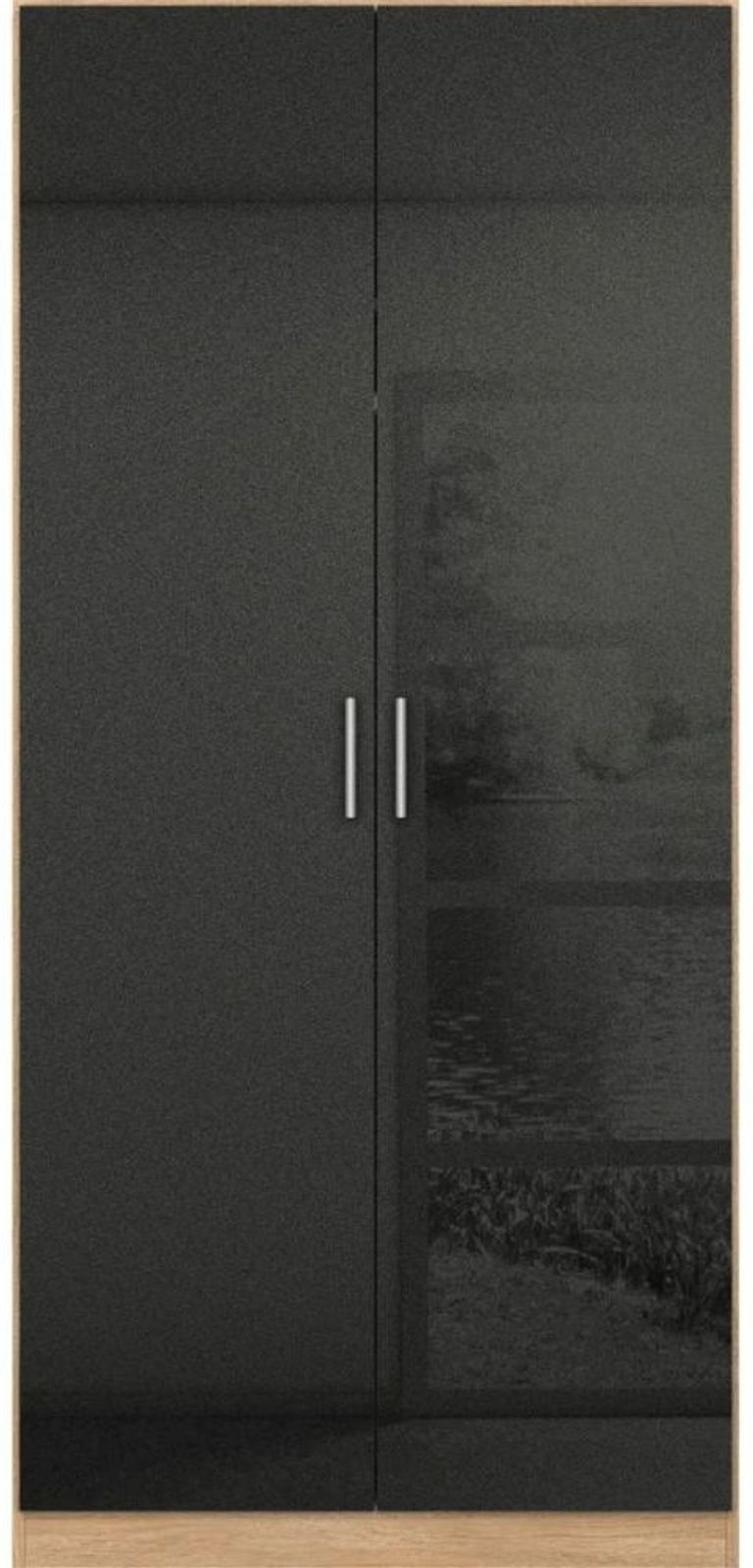 Rauch Celle 91cm Black and Oak 2 Door Wardrobe