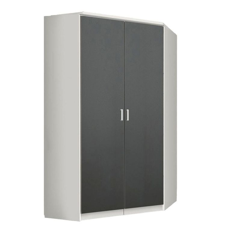 Rauch Celle Matt 117cm 2 Door Corner Wardrobe - Alpine White and Metallic Dark Grey