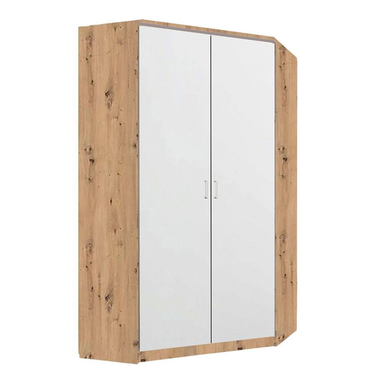 Rauch Celle Matt 117cm 2 Door Corner Wardrobe - Artisan Oak and Alpine White