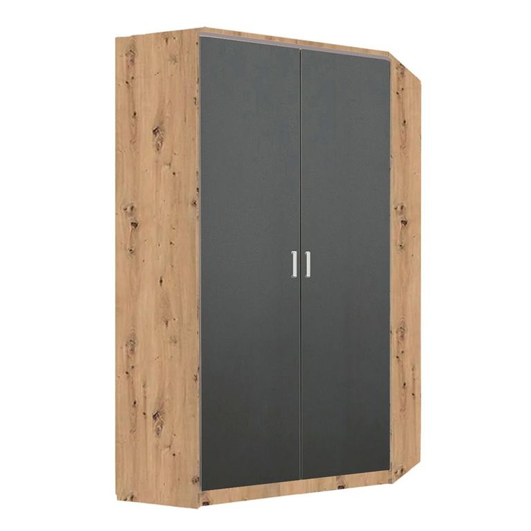 Rauch Celle Matt 117cm 2 Door Corner Wardrobe - Artisan Oak and Metallic Dark Grey