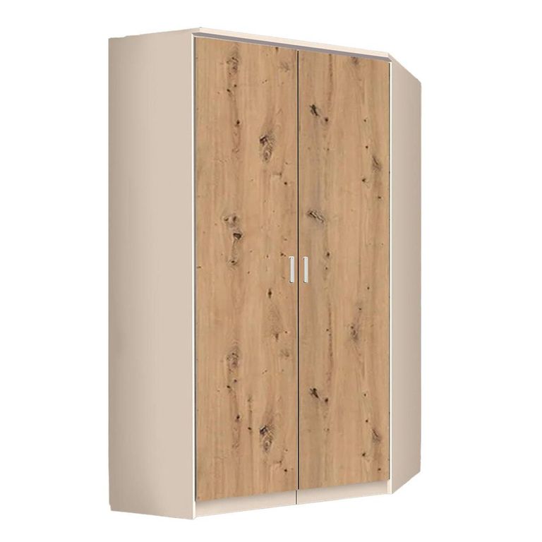 Rauch Celle Matt 117cm 2 Door Corner Wardrobe - Champagne and Artisan Oak