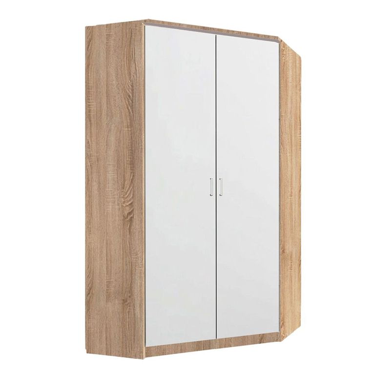 Rauch Celle Matt 117cm 2 Door Corner Wardrobe - Sonoma Oak and Alpine White