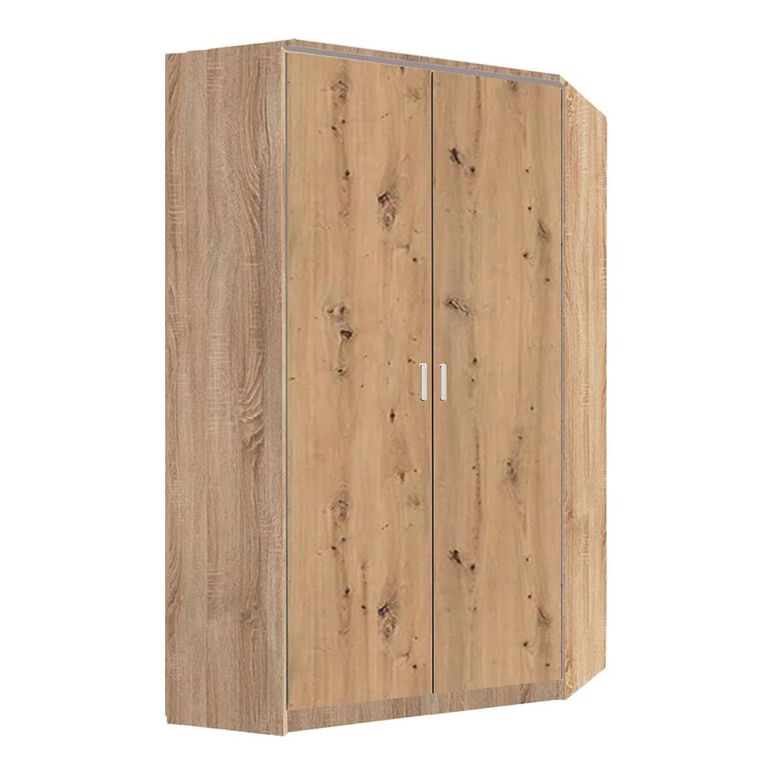 Rauch Celle Matt 117cm 2 Door Corner Wardrobe - Sonoma Oak and Artisan Oak