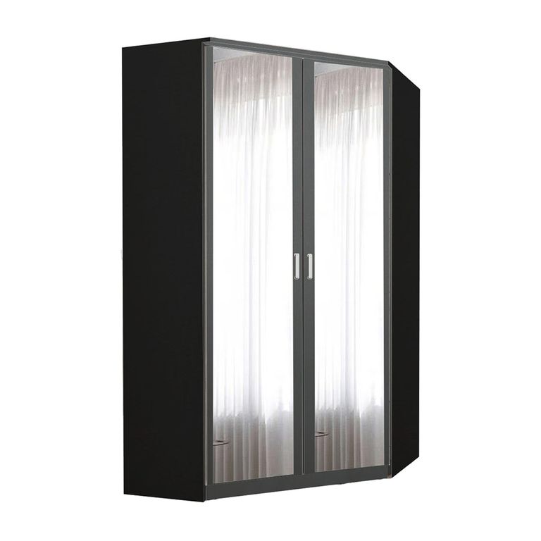 Rauch Celle Matt 117cm 2 Door Corner Wardrobe with Mirror - Metallic Dark Grey