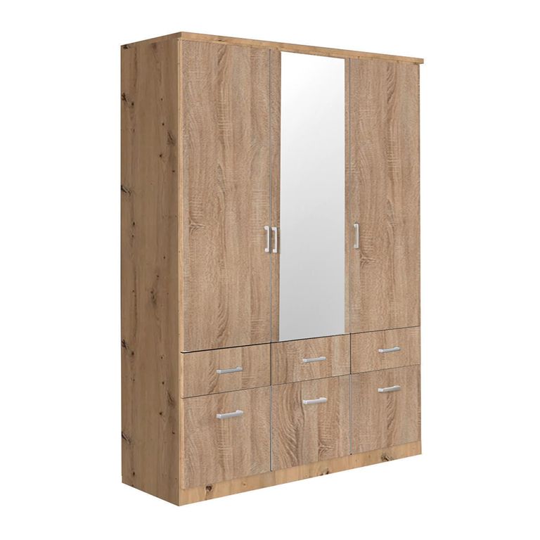 Celle Wardrobe - 136cm - 3 Door - Combi - Artisan Oak & Sonoma Oak