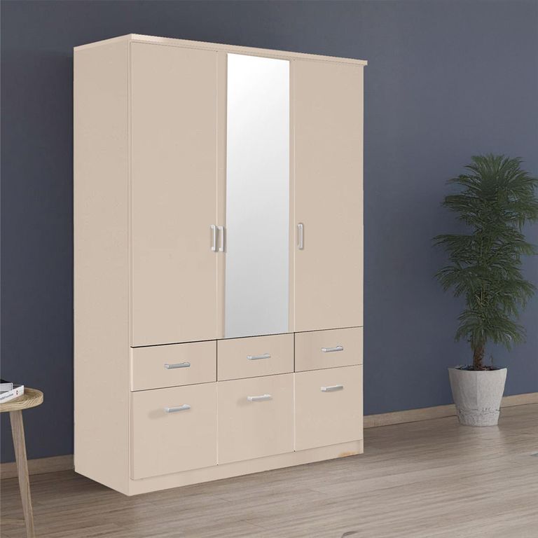Celle Wardrobe - 136cm - 3 Door - Combi - Champagne