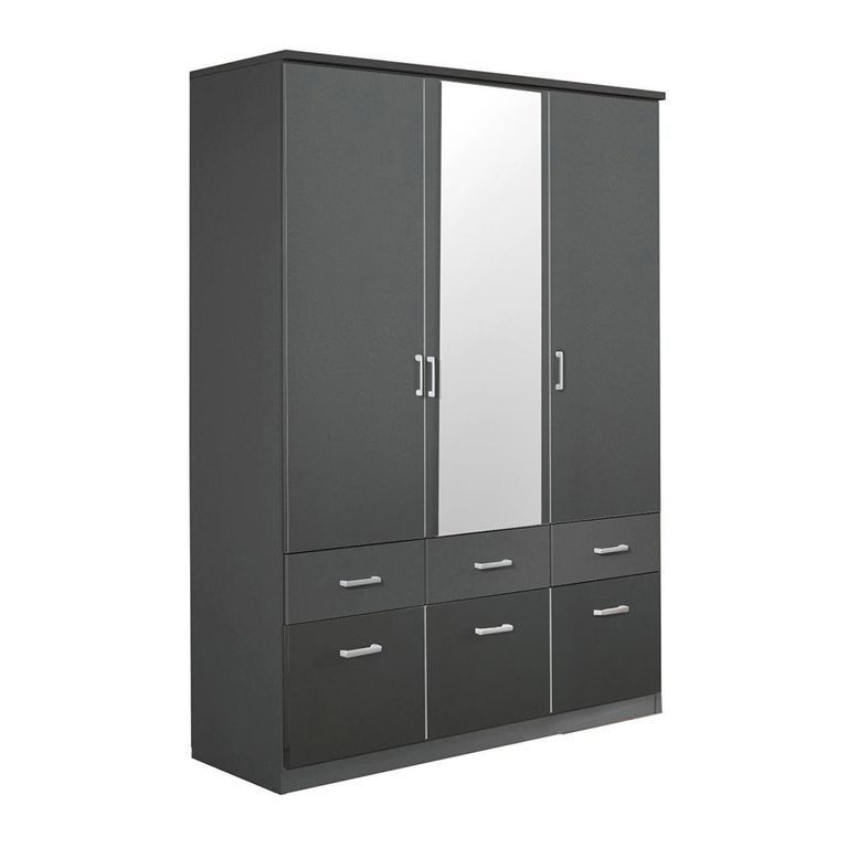 Celle Wardrobe - 136cm - 3 Door - Combi - Metallic Dark Grey