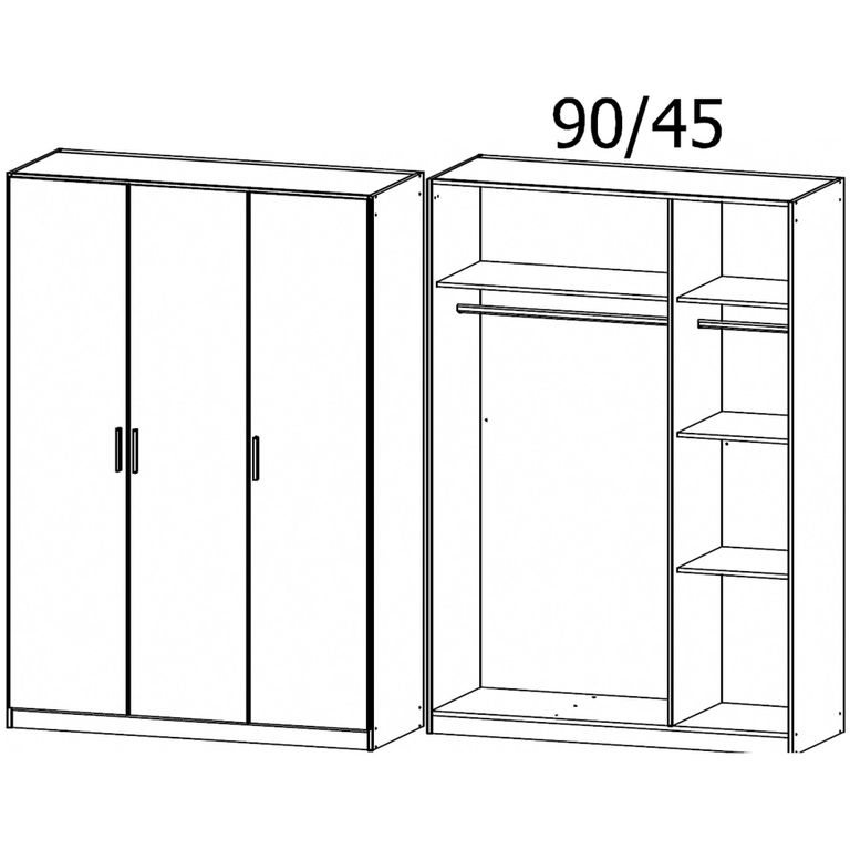 Celle Wardrobe - 136cm - 3 Door - Artisan Oak & Alpine White