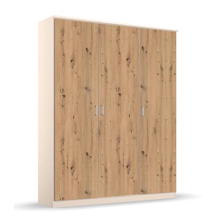 Celle Wardrobe - 136cm - 3 Door - Champagne & Artisan Oak