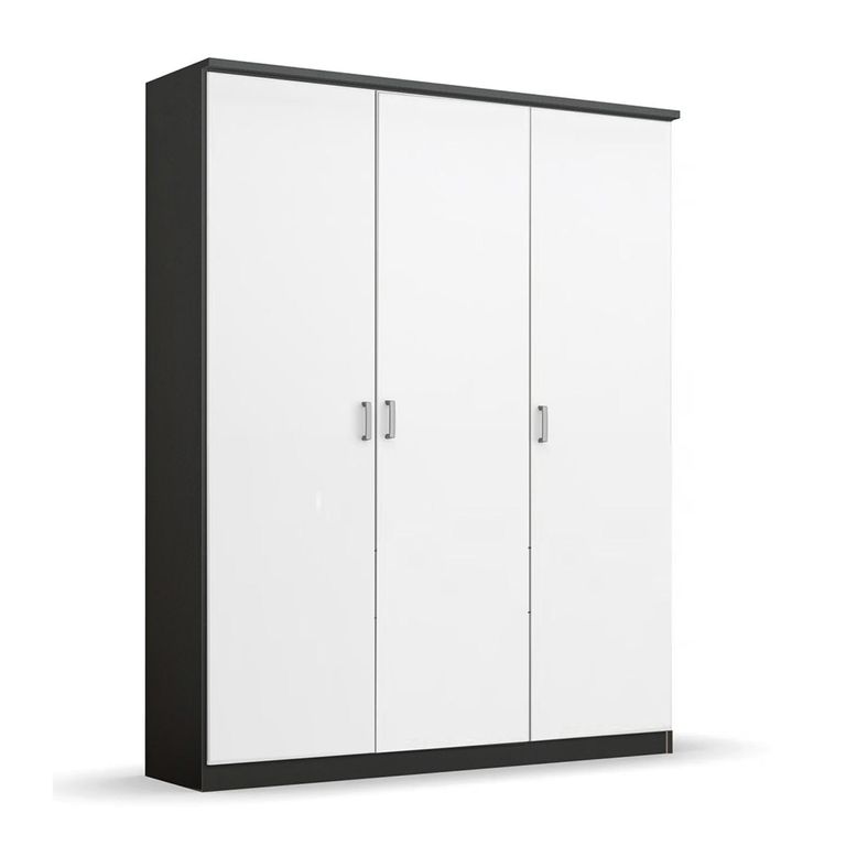 Celle Wardrobe - 136cm - 3 Door - Metallic Dark Grey & Alpine White