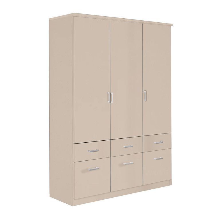 Celle Wardrobe - 136cm - 3 Door - 6 Drawer - Champagne