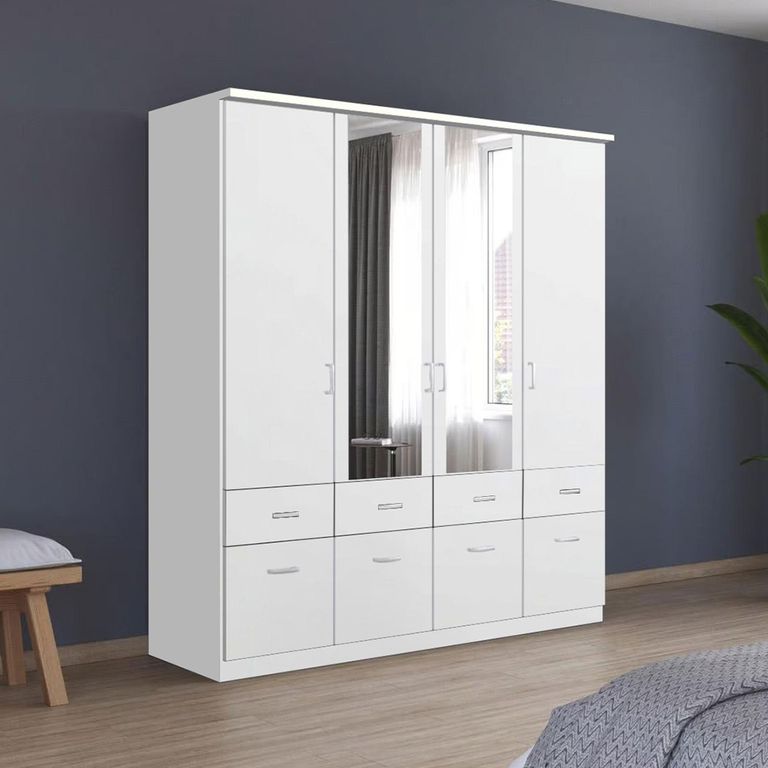Celle Wardrobe - 181cm - 4 Door - Combi - Alpine White