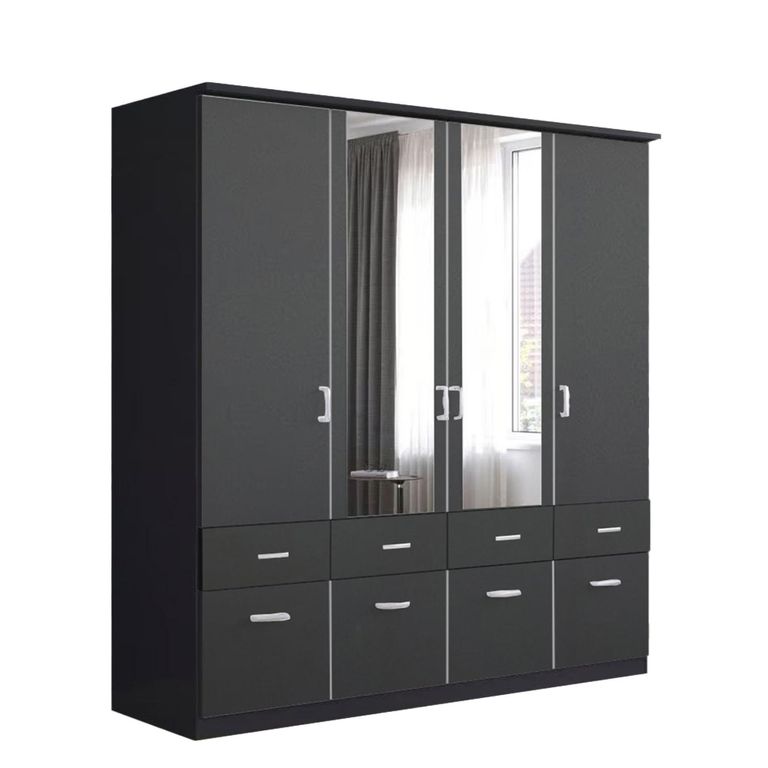 Celle Wardrobe - 181cm - 4 Door - Combi - Metallic Dark Grey