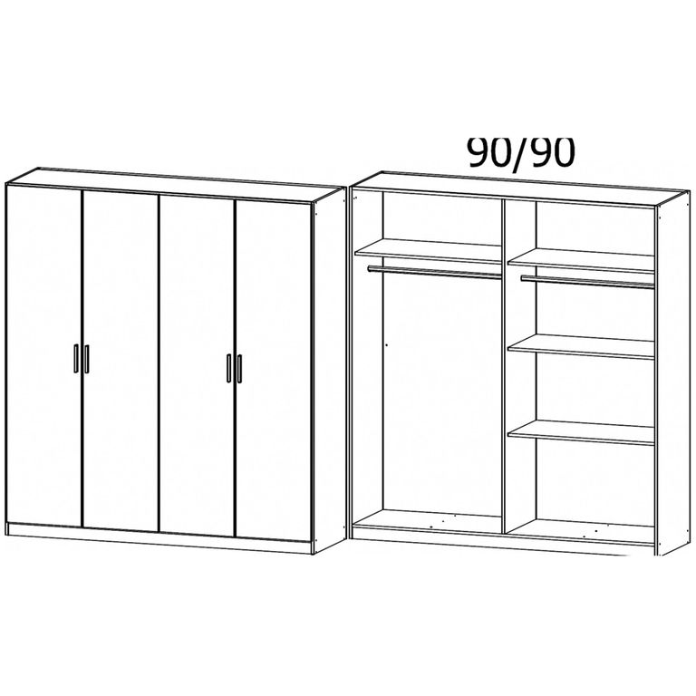 Celle Wardrobe - 181cm - 4 Door - Artisan Oak & Sonoma Oak