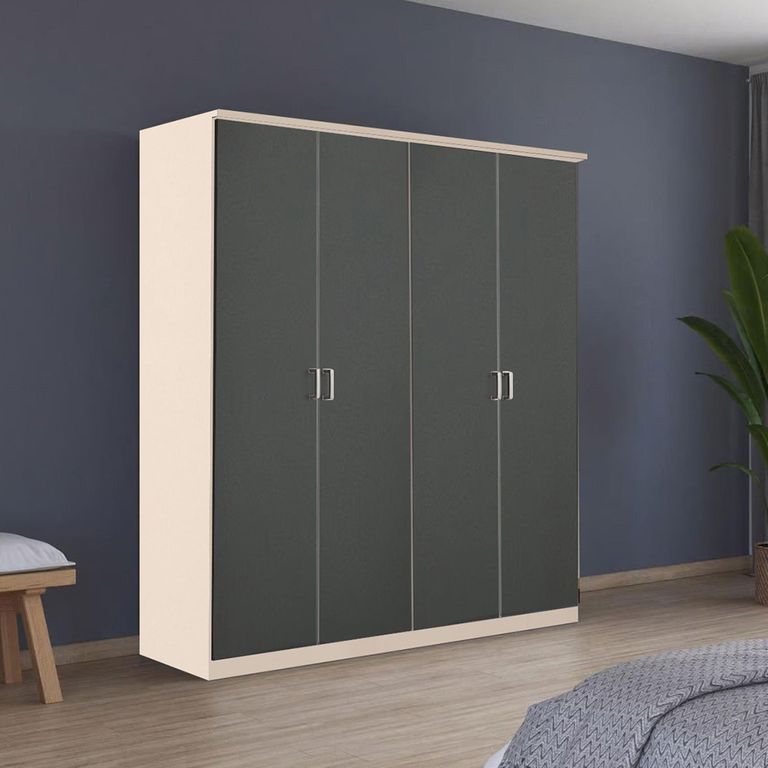 Celle Wardrobe - 181cm - 4 Door - Champagne & Metallic Dark Grey