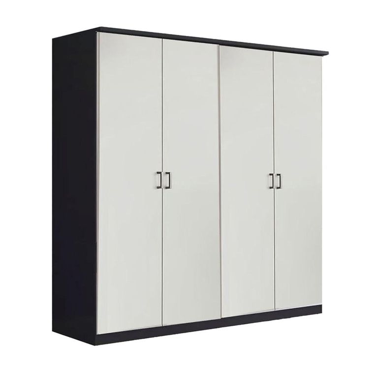 Celle Wardrobe - 181cm - 4 Door - Metallic Dark Grey & Alpine White
