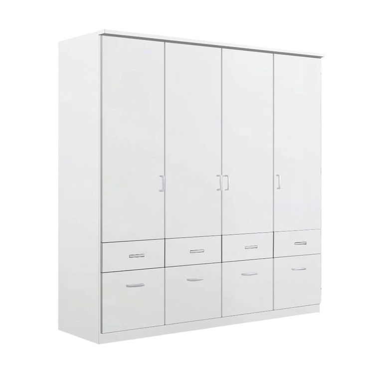 Celle Wardrobe - 181cm - 4 Door - with Drawer - Alpine White