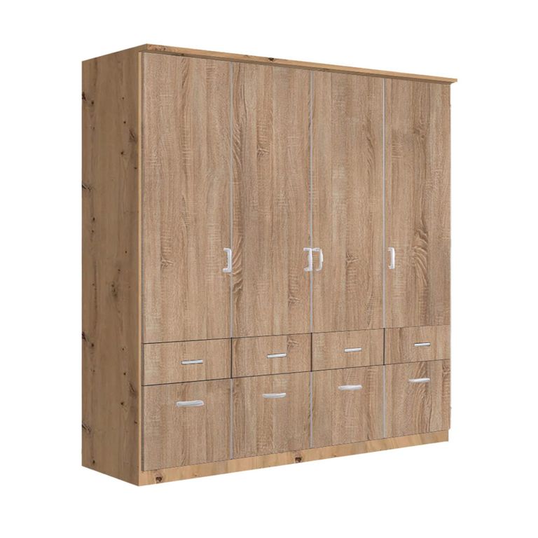 Celle Wardrobe - 181cm - 4 Door - with Drawer - Artisan Oak & Sonoma Oak