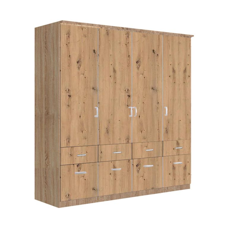 Celle Wardrobe - 181cm - 4 Door - with Drawer - Sonoma Oak & Artisan Oak
