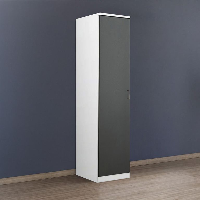 Rauch Celle Matt 47cm 1 LH Door Wardrobe - Alpine White and Metallic Dark Grey