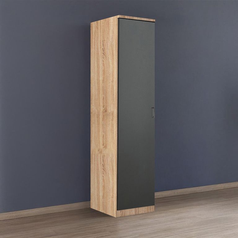 Rauch Celle Matt 47cm 1 LH Door Wardrobe - Sonoma Oak and Metallic Dark Grey
