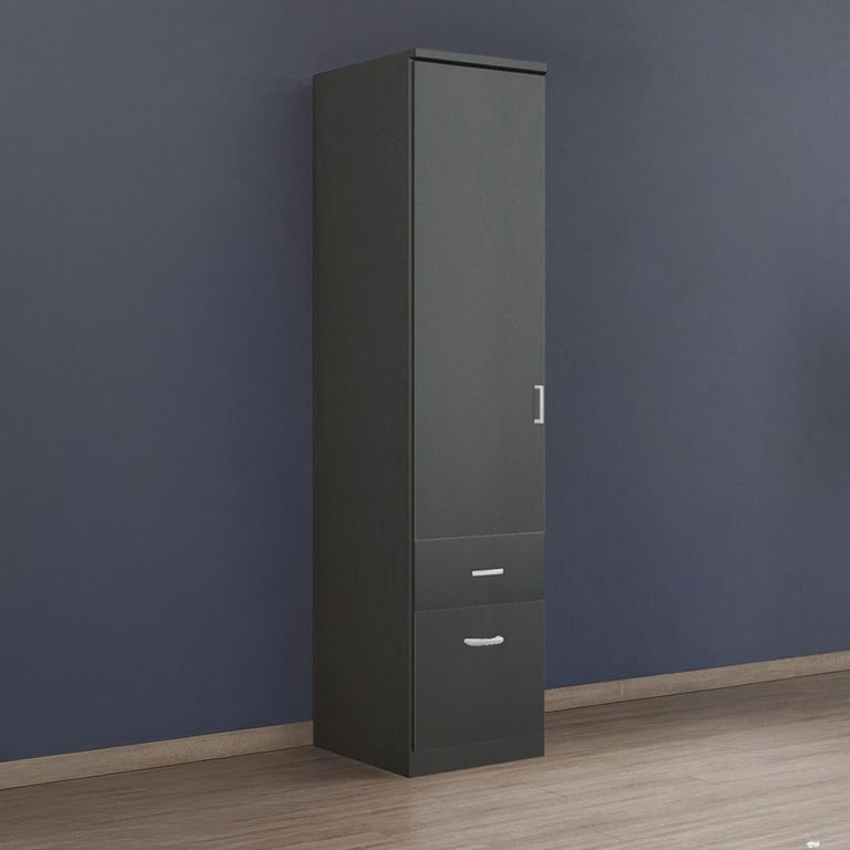 Rauch Celle Matt 47cm 1 LH Door Wardrobe with Drawer - Metallic Dark Grey