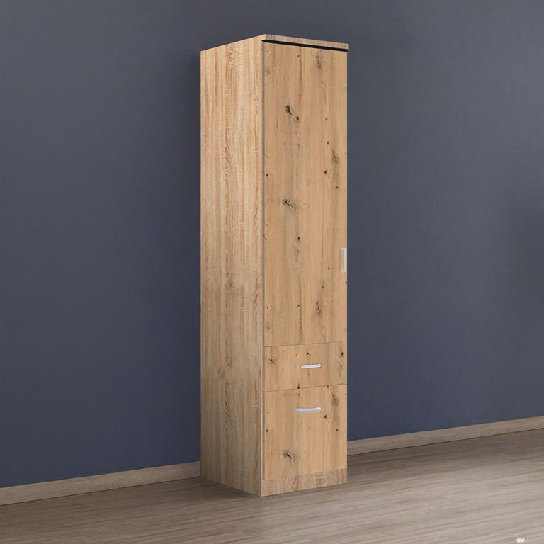 Rauch Celle Matt 47cm 1 LH Door Wardrobe with Drawer - Sonoma Oak and Artisan Oak