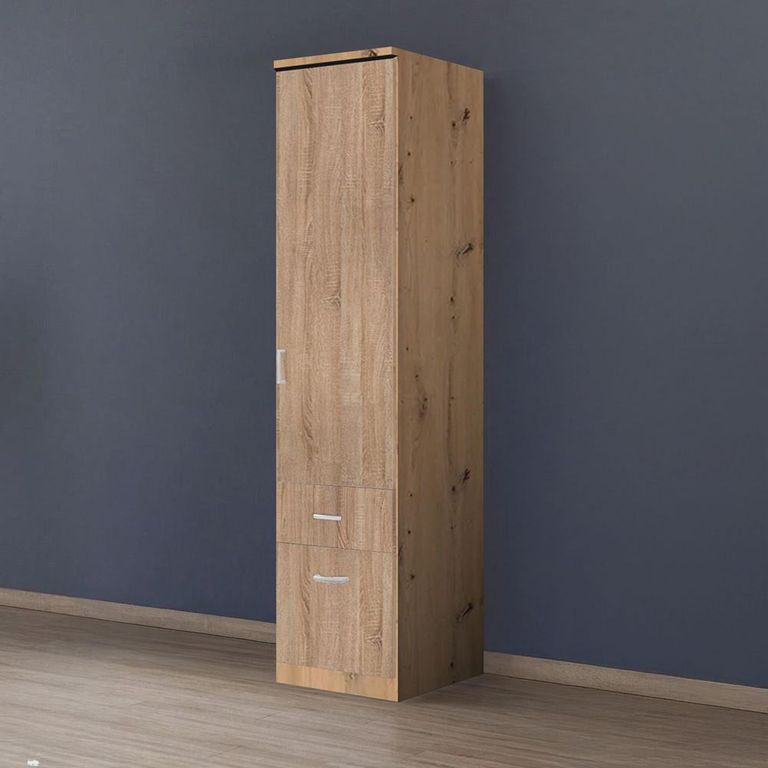 Celle Wardrobe - 47cm - 1 Door - 2 Drawer - Artisan Oak & Sonoma Oak - RH