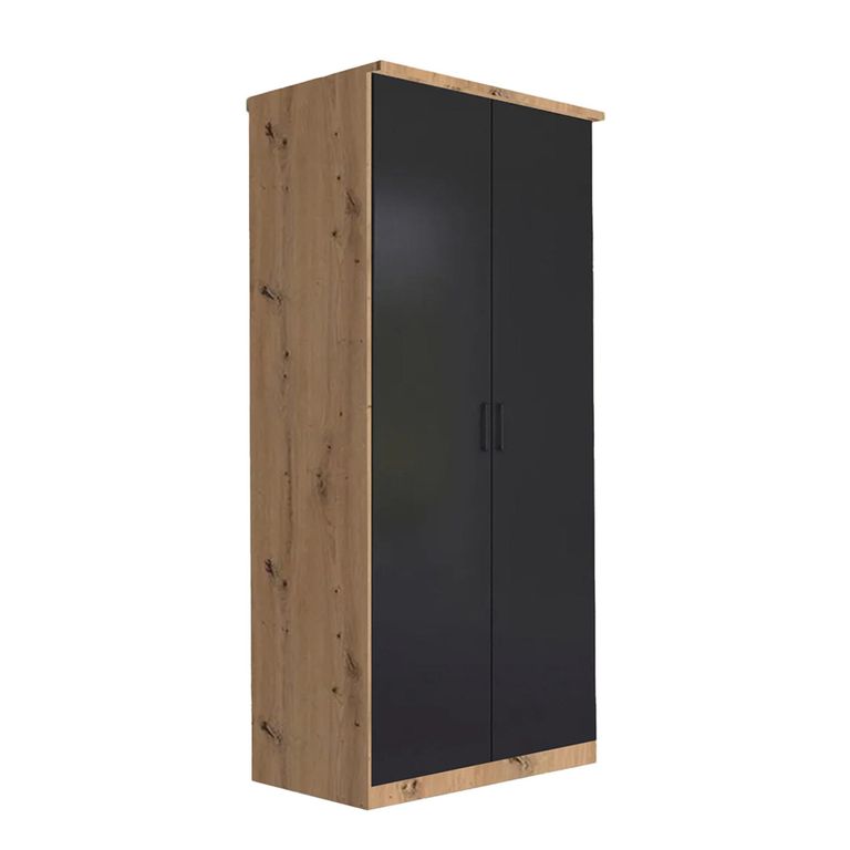 Celle Wardrobe - 91cm - 2 Door - Artisan Oak & Metallic Dark Grey