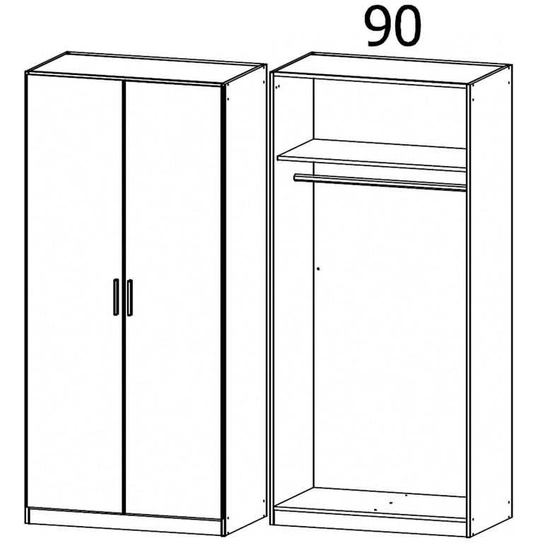 Celle Wardrobe - 91cm - 2 Door - Metallic Dark Grey & Champagne