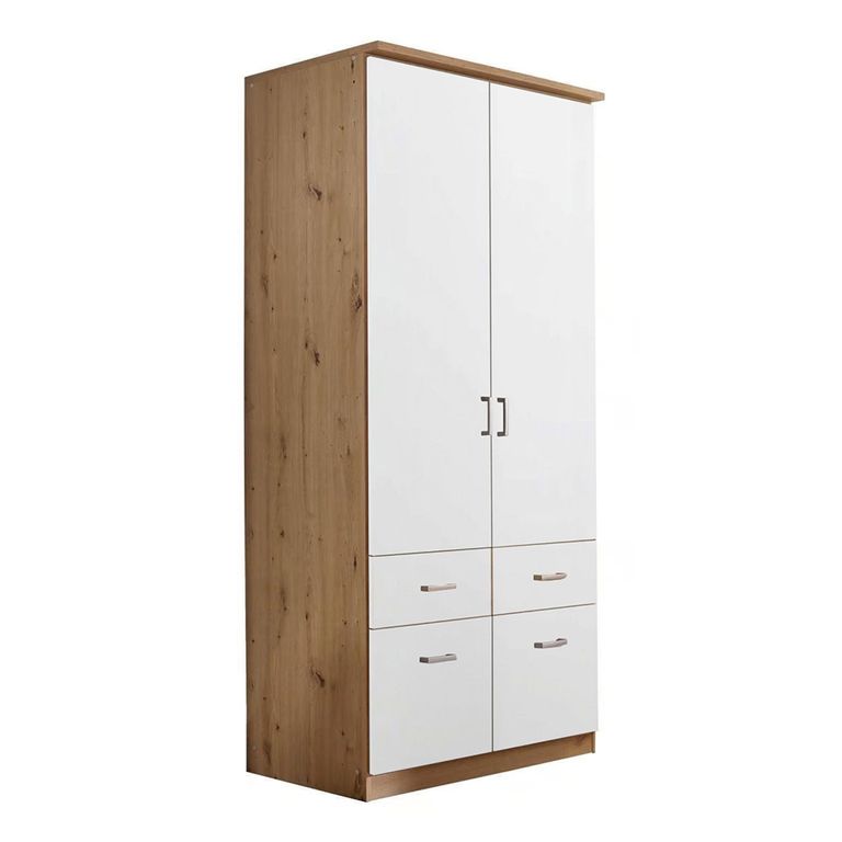 Celle Wardrobe - 91cm - 2 Door - Artisan Oak & Alpine White - 4 Drawer