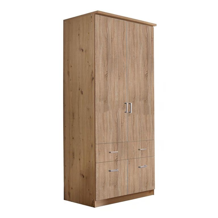 Celle Wardrobe - 91cm - 2 Door - Artisan Oak & Sonoma Oak - 4 Drawer