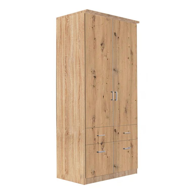 Celle Wardrobe - 91cm - 2 Door - Sonoma Oak & Artisan Oak - 4 Drawer