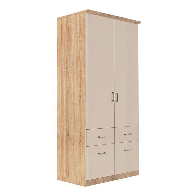 Celle Wardrobe - 91cm - 2 Door - Sonoma Oak & Champagne - 4 Drawer
