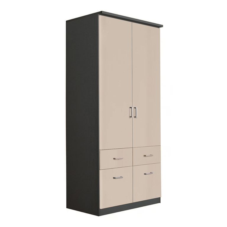 Celle Wardrobe - 91cm - 2 Door - Metallic Dark Grey & Champagne - 4 Drawer & Extras