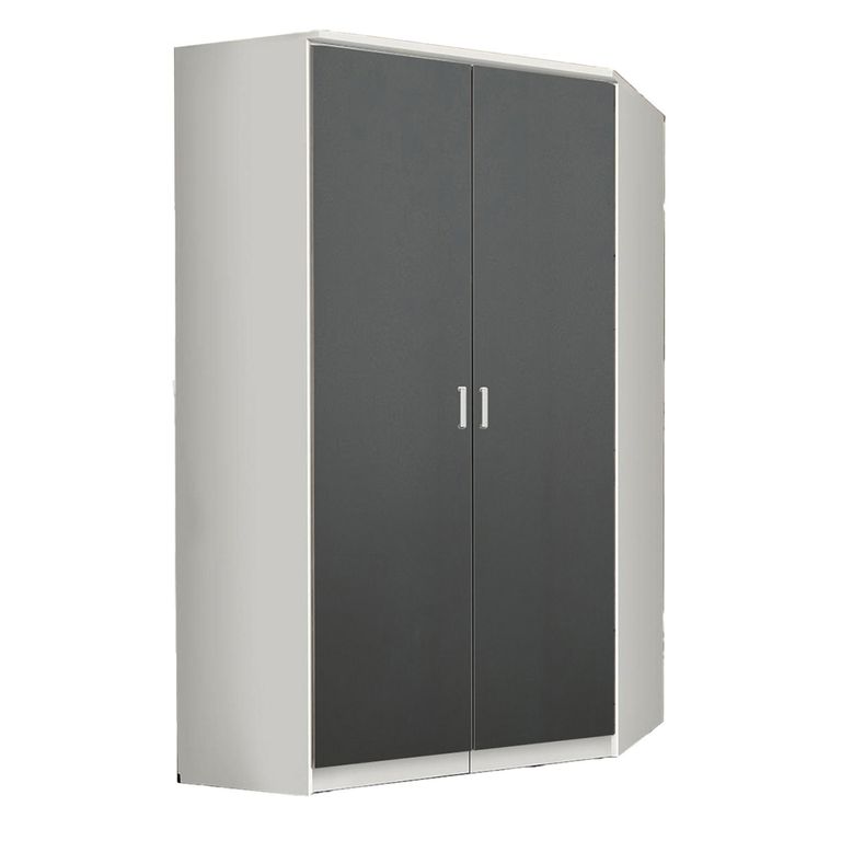 Rauch Celle Super 117cm 2 Door Corner Wardrobe - Alpine White and Metallic Dark Grey